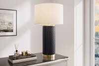 Tischleuchte Keramik Stoff 70 cm E27 Schwarz Weiß Gold