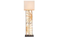 Stehlampe Holz Stoff E27 165 cm Schwarz Beige Natur Unikat