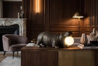 Tischlampe Statue Nilpferd 44,5 cm Schwarz Weiß...