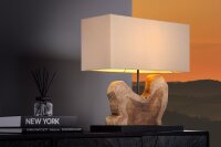 Tischlampe Holz Stoff E27 50 cm Modern Unikat Baumscheibe