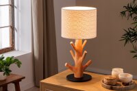 Nachttischlampe Holz Stoff 58 cm hoch E27 Modern Unikat