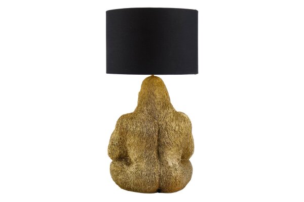 Tischleuchte Stoff Polyresin 54 cm Gorilla in Gold Schwarz E27