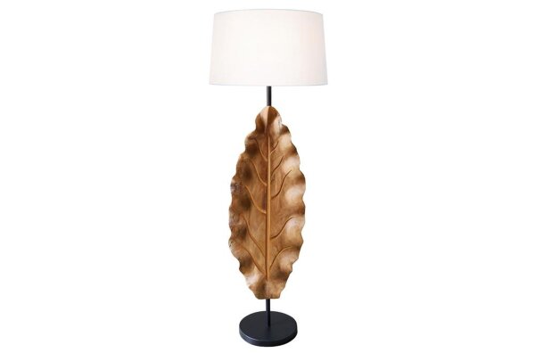 Stehlampe Holz Stoff 131 cm hoch Natur Beige Modern E27