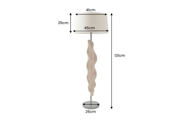 Stehlampe Holz Stoff 131 cm hoch Natur Beige Modern E27