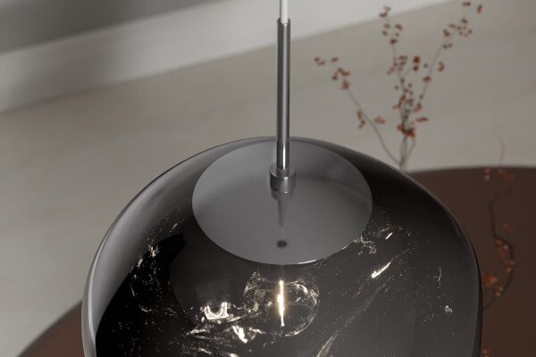 Pendelleuchte Rauchglas B: 34 cm H: max. 170 cm Grau E27