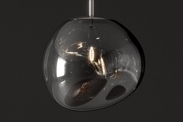 Hängelampe Rauchglas Metall B: 20 cm H: max. 150 cm G9