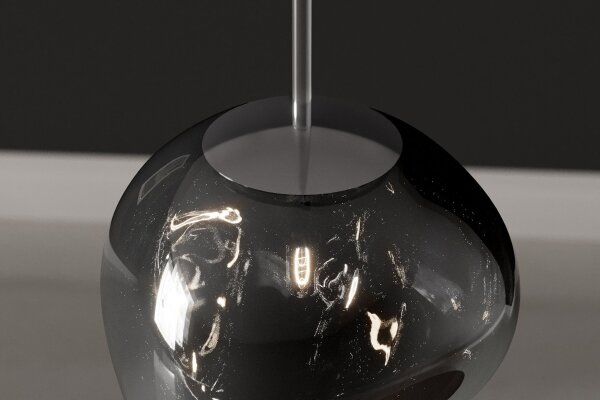 Hängelampe Rauchglas Metall B: 20 cm H: max. 150 cm G9