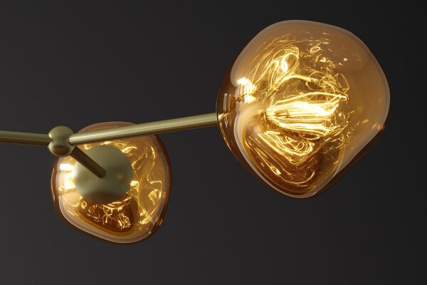 Pendelleuchte Metall Glas L: 91 cm in Gold Modern 5x G9