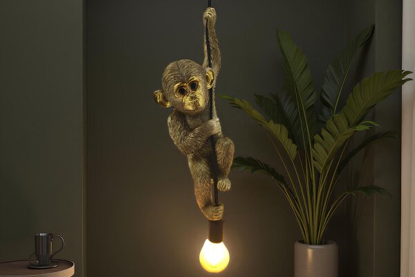 Hängeleuchte in Gold Affe B: 22 cm E27 Handarbeit SORGONO
