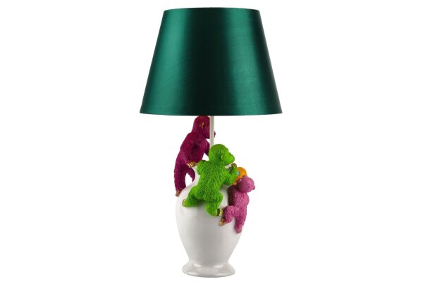 Tischlampe Bunt 55 cm hoch E27 Affen Polyresin Stoff