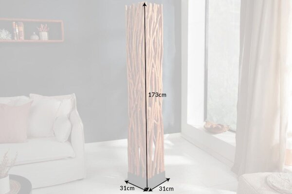 Stehlampe Holz 173 cm hoch Natur eckig GU10 LED Modern