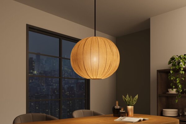 Hängeleuchte Stoff B: 45 cm H: max. 117 cm E27 in Gold