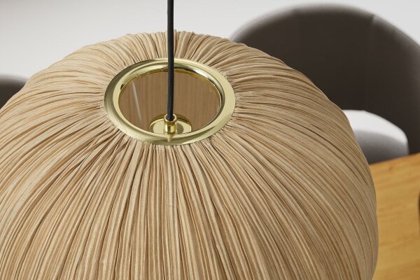 Hängeleuchte Stoff B: 45 cm H: max. 117 cm E27 in Gold