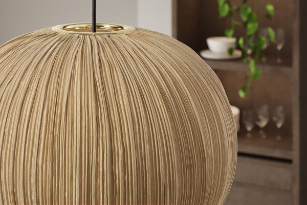 Hängeleuchte Stoff B: 45 cm H: max. 117 cm E27 in Gold