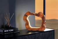 LED Tischlampe Teakholz Baumscheibe Unikat mit Kabel