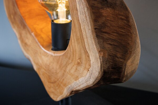 Tischleuchte Teakholz Baumscheibe Unikat 43 cm Modern