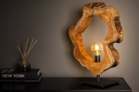 Tischleuchte Teakholz Baumscheibe Unikat 43 cm Modern