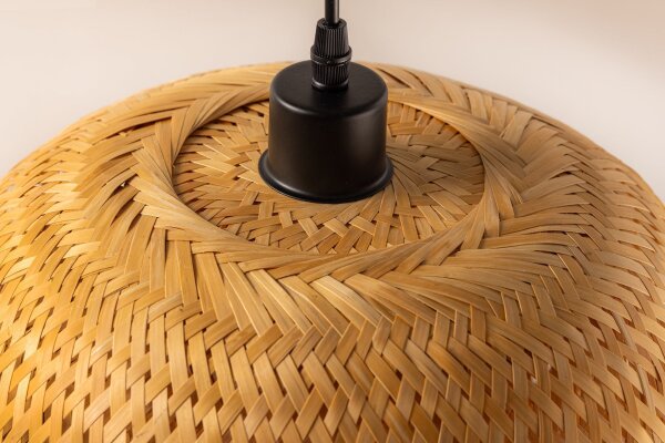 Hängeleuchte Boho B: 35 cm Korbschirm Bambus für E27