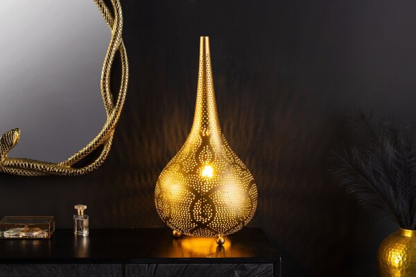 Tischlampe Orientalisch in Gold 52 cm hoch Eisen E27