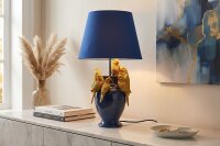 Nachttischlampe Blau Gold 55 cm in E27 Handarbeit Papageien