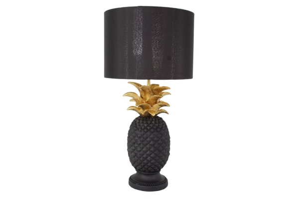 Nachttischlampe E27 47 cm hoch Ananas in Schwarz Gold