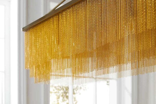 Pendelleuchte Esstisch B: 80 cm Eisen in Messing Gold 5x E14