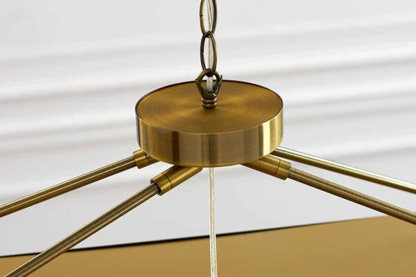 Pendelleuchte Esstisch B: 80 cm Eisen in Messing Gold 5x E14