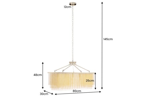 Pendelleuchte Esstisch B: 80 cm Eisen in Messing Gold 5x E14