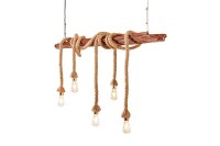 Pendelleuchte Balken Holz Seil 110 cm lang 5x E27 Unikat