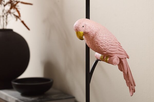 Tischlampe Metall Stoff E27 75 cm Schwarz Rosa Vogel