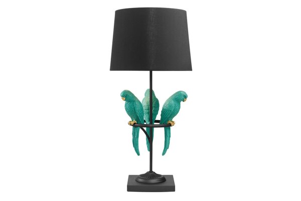 Tischleuchte Schwarz Türkis 75 cm hoch Papageien für E27