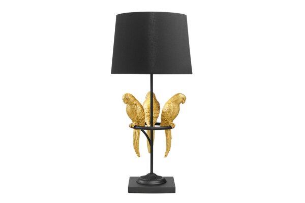 Tischlampe Schwarz Gold 75 cm hoch Papageien für E27