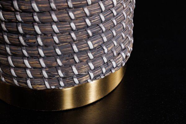 Nachttischlampe E27 61 cm Stahl Seegras Leinen in Braun Gold
