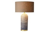 Nachttischlampe E27 61 cm Stahl Seegras Leinen in Braun Gold