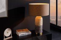 Nachttischlampe E27 61 cm Stahl Seegras Leinen in Braun Gold