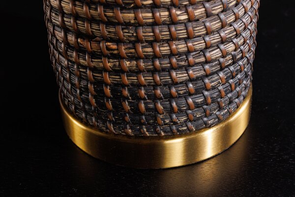 Nachttischlampe Schwarz Gold 61 cm E27 Metall Stoff Seegras