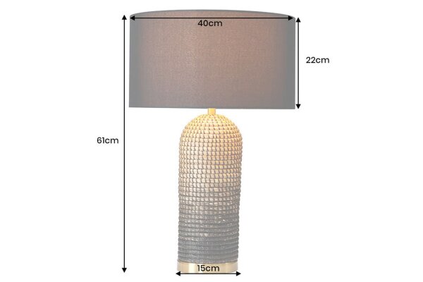 Nachttischlampe Schwarz Gold 61 cm E27 Metall Stoff Seegras