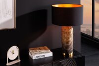Nachttischlampe Schwarz Gold 61 cm E27 Metall Stoff Seegras