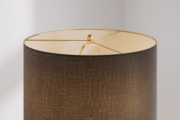 Tischlampe Schwarz Gold 70 cm hoch E27 Keramik Stoff