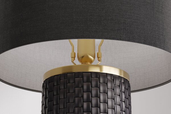 Tischlampe Schwarz Gold 70 cm hoch E27 Keramik Stoff