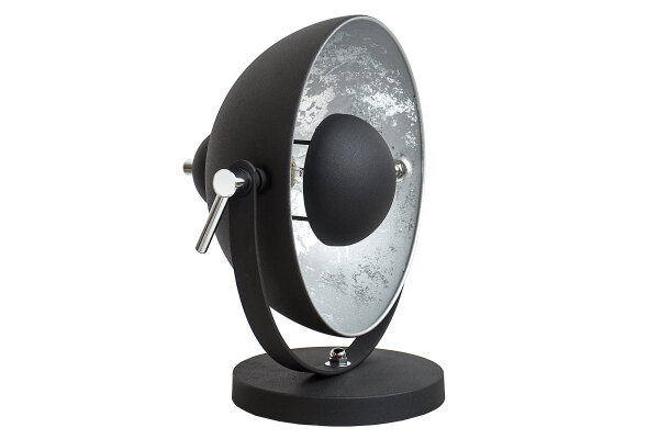 Lampe de table Ø30cm ronde rétro noir argenté