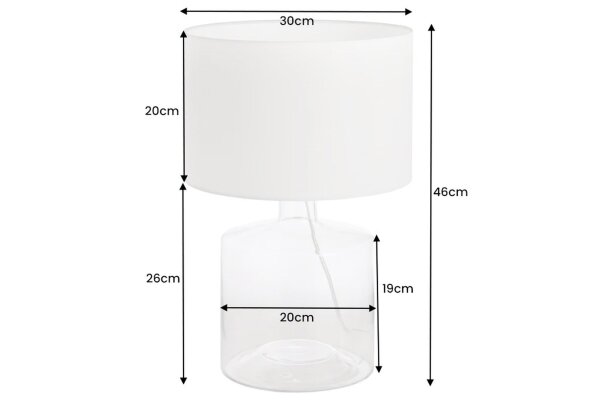 Elegante Tischleuchte AQUAMENTI Weiß Glas Stoff