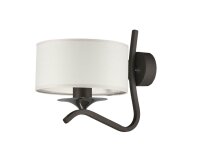 Wandleuchte Stoff Schirm Graphit Wei&szlig; DAGNO Lampe