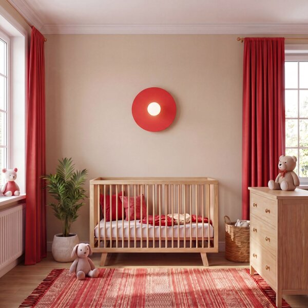 Wandleuchte Stahl Glas Kugel Rot Weiß G9 Ø50 cm Modern