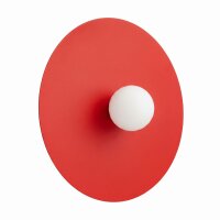 Wandleuchte Stahl Glas Kugel Rot Wei&szlig; G9 &Oslash;50 cm Modern