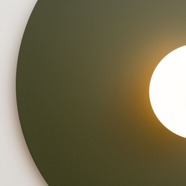 Wandleuchte Stahl Glas Olivgrün Weiß G9 Ø50 cm rund