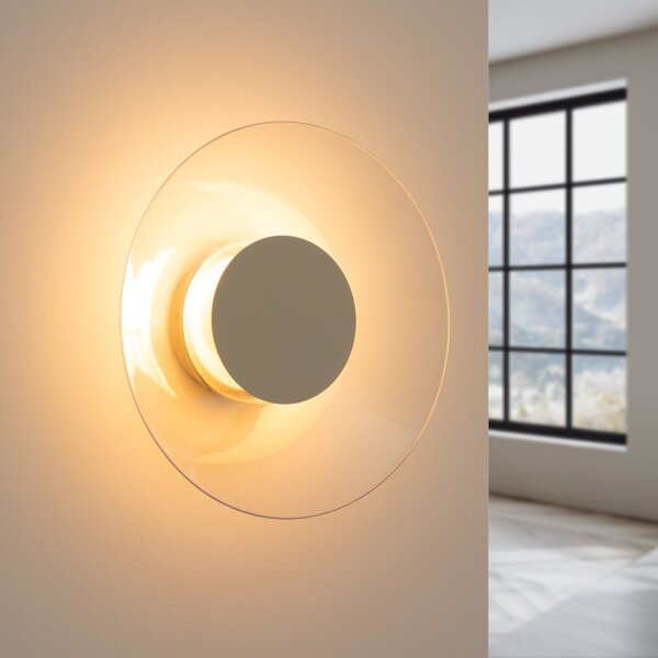 LED Wandleuchte Beige Transparent Stahl 3000K B:28 cm