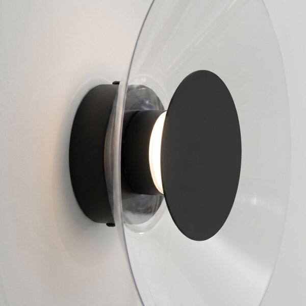 LED Wandleuchte Schwarz Transparent Stahl 4000K B:28 cm