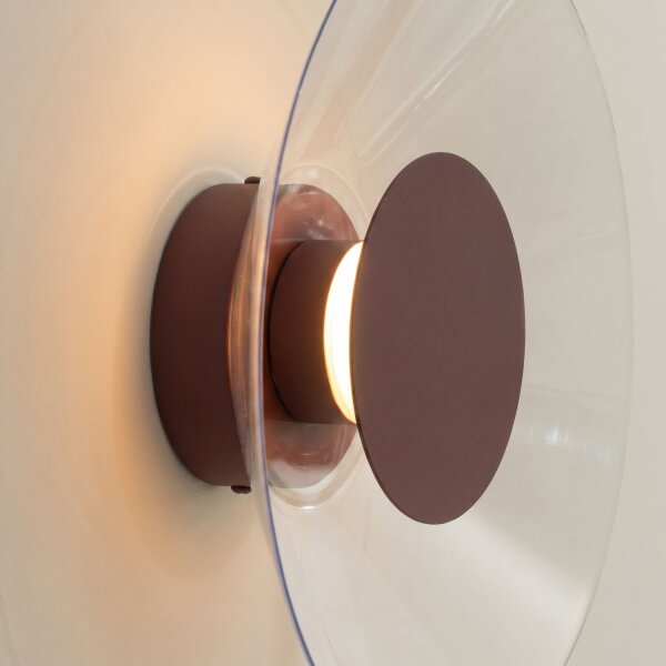 LED Wandleuchte Braun Transparent Stahl 3000K B:28 cm