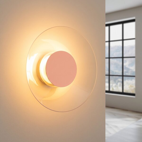LED Wandleuchte Pfirsich Stahl Plexiglas 3000K B:28 cm